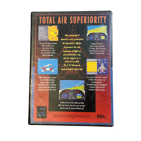 F22 Interceptor (Sega Genesis, 1991) COMPLETE -With Manual - Picture 9 of 9